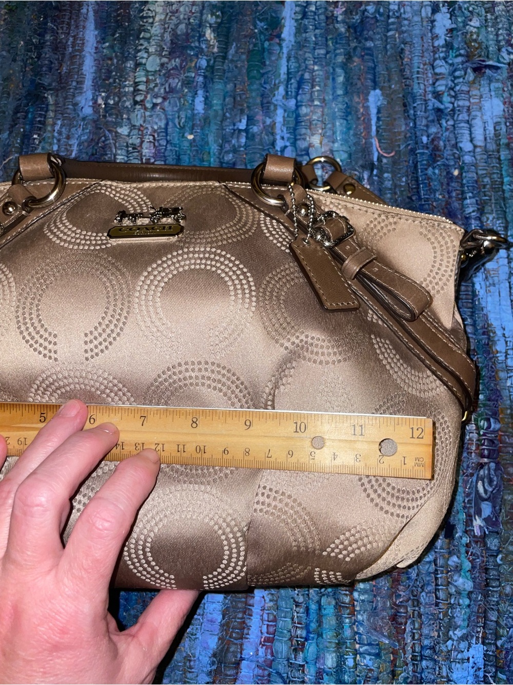 Coach Madison Dotted op art Sophia Satchel Purse Shoulder Handbag/Tote - Picture 14 of 16